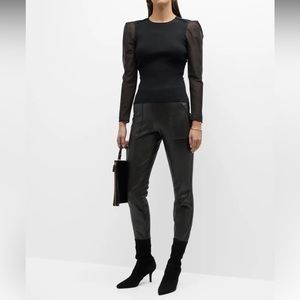 Spanx Leather-Look Pull-On Jogger Pants Black Sz M